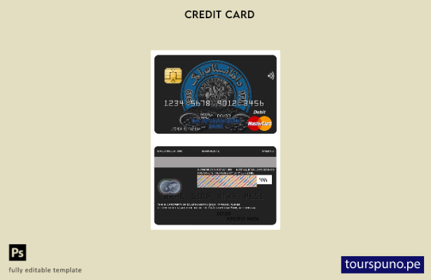 listo para imprimir la plantilla de mastercard del banco Afganistán Da